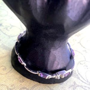 Sterling Silver Amethyst Gemstone Bracelet Brand New Size 7”